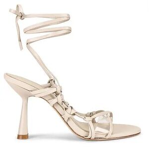 LPA Talia Leather Ivory Cream Lace Up Clear Strap Sandal - Size 8